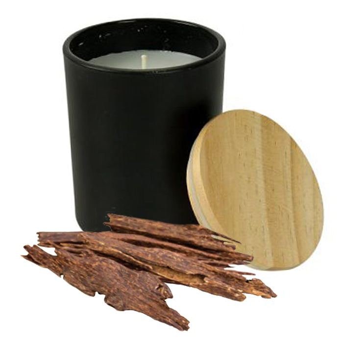Arabian Oud Scented Candles in a Glass Bottle With Bamboo Lid