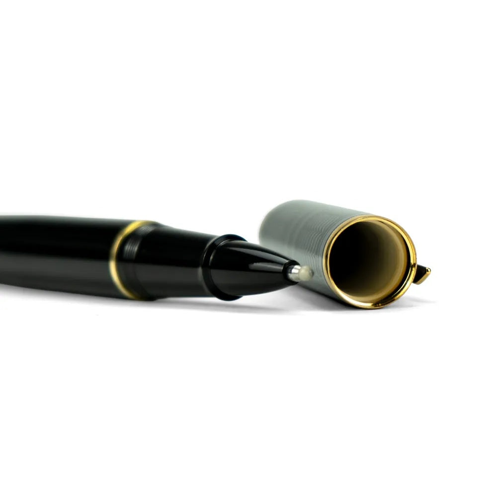 Arabic Traditional Bisht Design Metal Pens  Glossy Black with Gold Outline