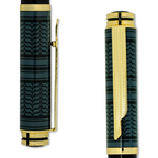 Arabic Traditional Bisht Design Metal Pens, Glossy Black with Gold Outline