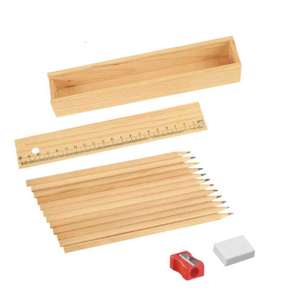 Colored Pencils Set with Wooden Box