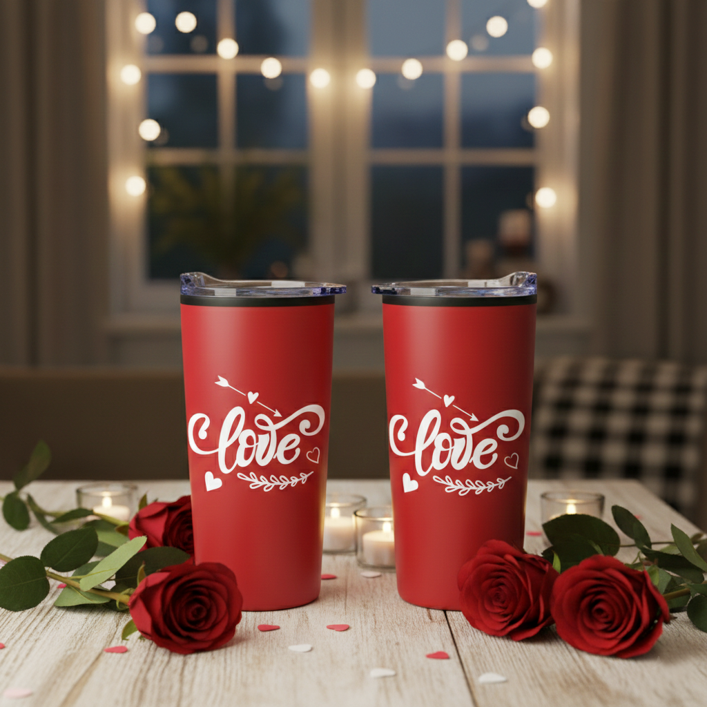 2 Double-Wall Travel Mugs with Clear Lid