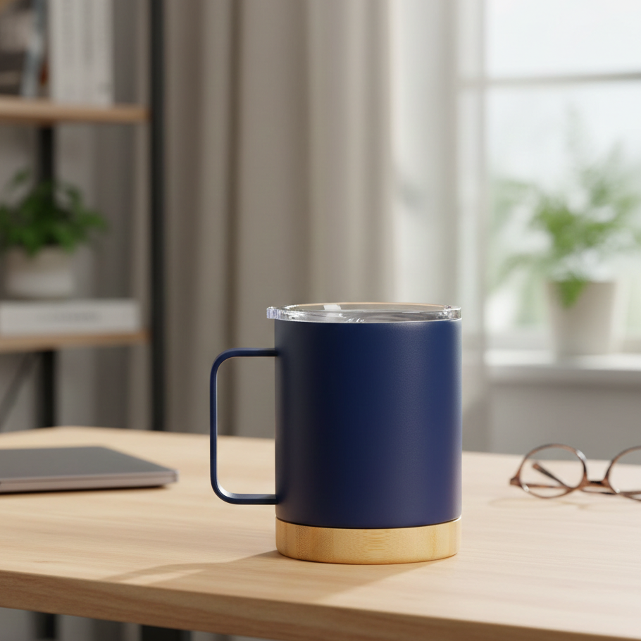 Bamboo Base Stainless Steel Mug
