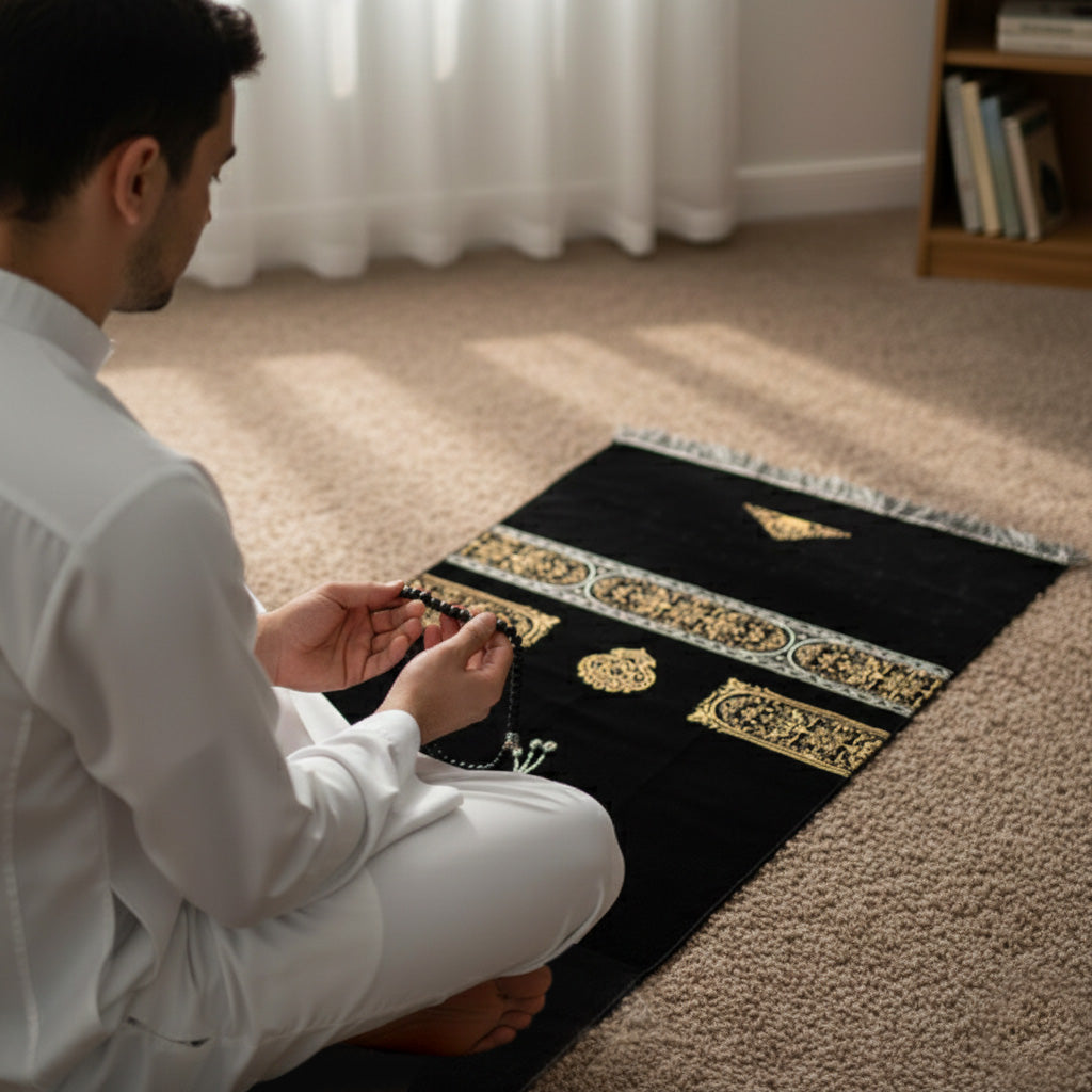 Prayer mat with Tasbih in tubular box