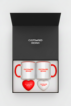 2 White Mugs and Heart-Shaped Stress Ball Set