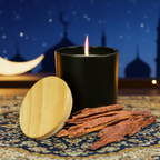 Arabian Oud Scented Candles in a Glass Bottle With Bamboo Lid