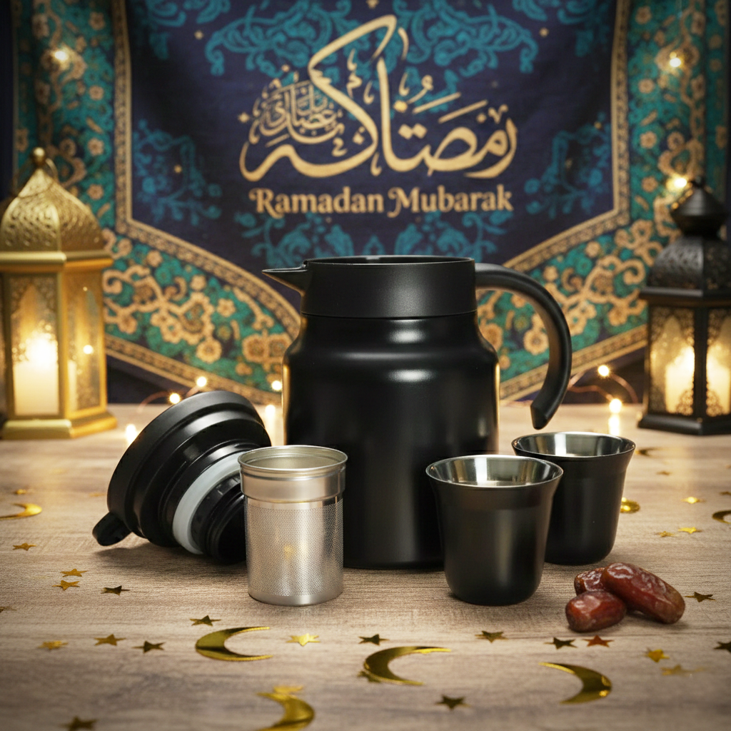 Arabic Tea &amp; Coffee Pot with Cups Set – 1000 ml
