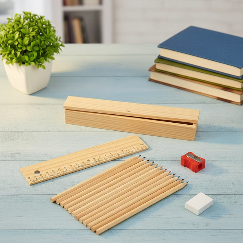 Colored Pencils Set with Wooden Box