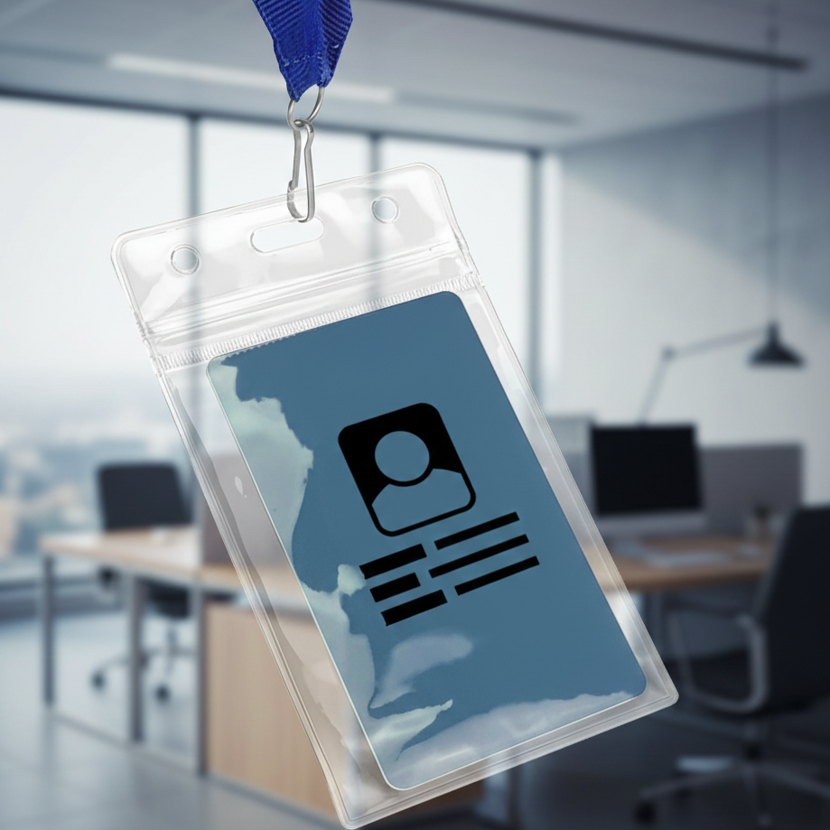 Vertical ID Card Holder with Resealable Zip