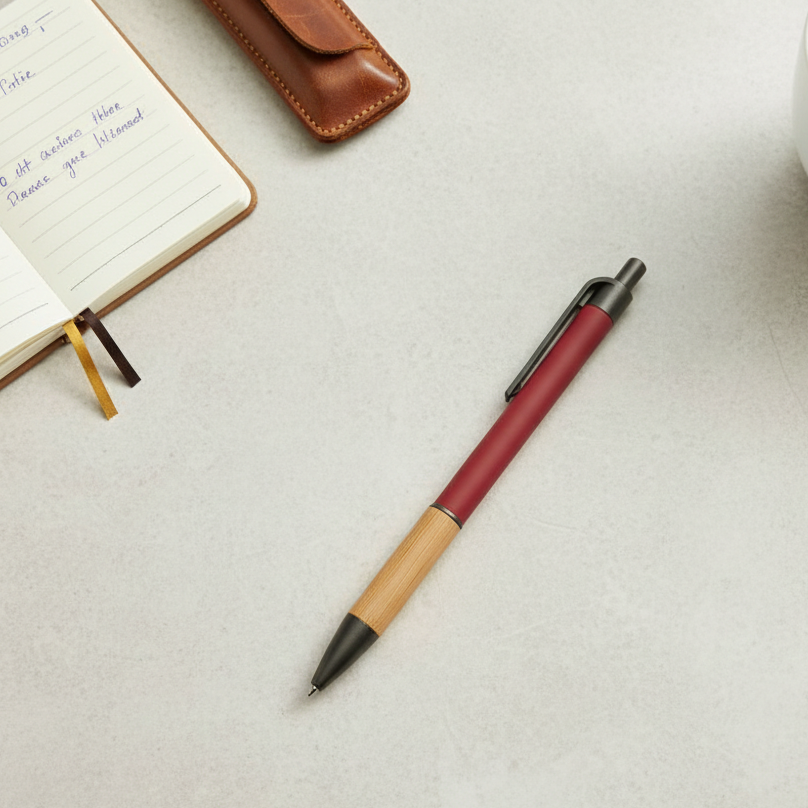 Aluminum Pen with Bamboo Grip