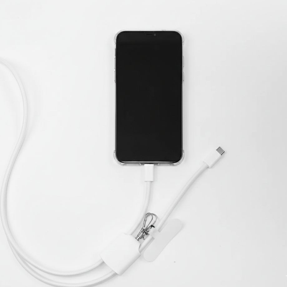 4 in 1 Lanyard Charging Cable 60W, 120cm Long with ID Hook & Phone Pad