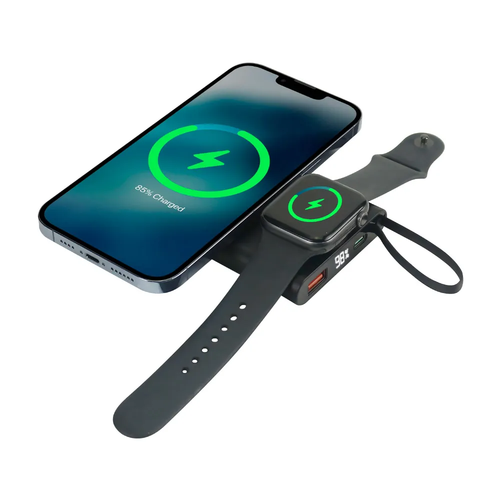 10,000 mAh Magnetic Wireless  Powerbank with iWatch charge
