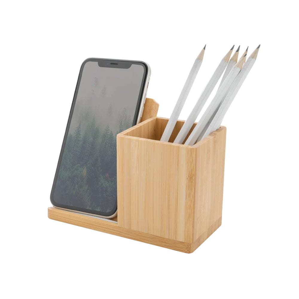 Bamboo Pen Holder with Wireless Charger