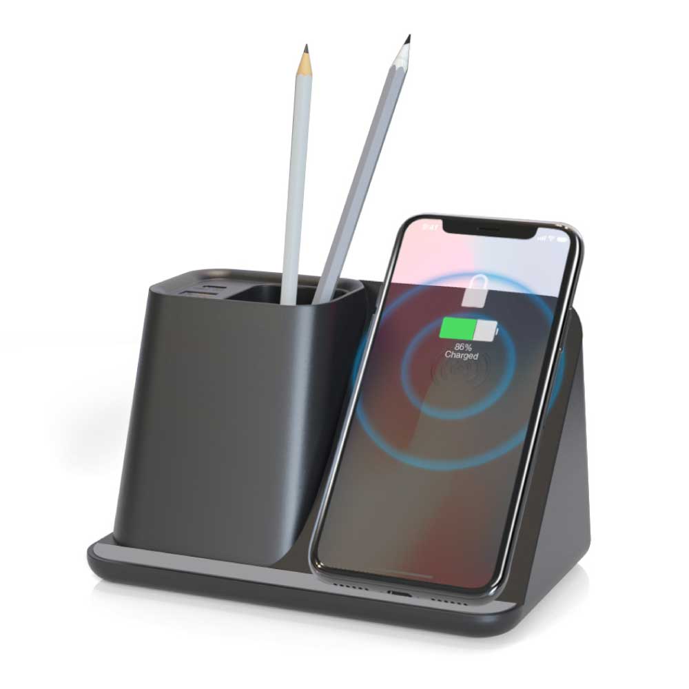 Multifunctional Desktop Pen Holder with Wireless Charging