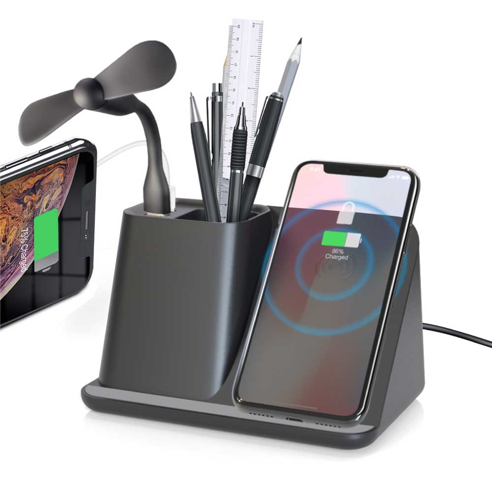 Multifunctional Desktop Pen Holder with Wireless Charging