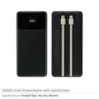 10,000 mAh Powerbank with LED Screen and Built-in Cables