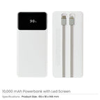 10,000 mAh Powerbank with LED Screen and Built-in Cables