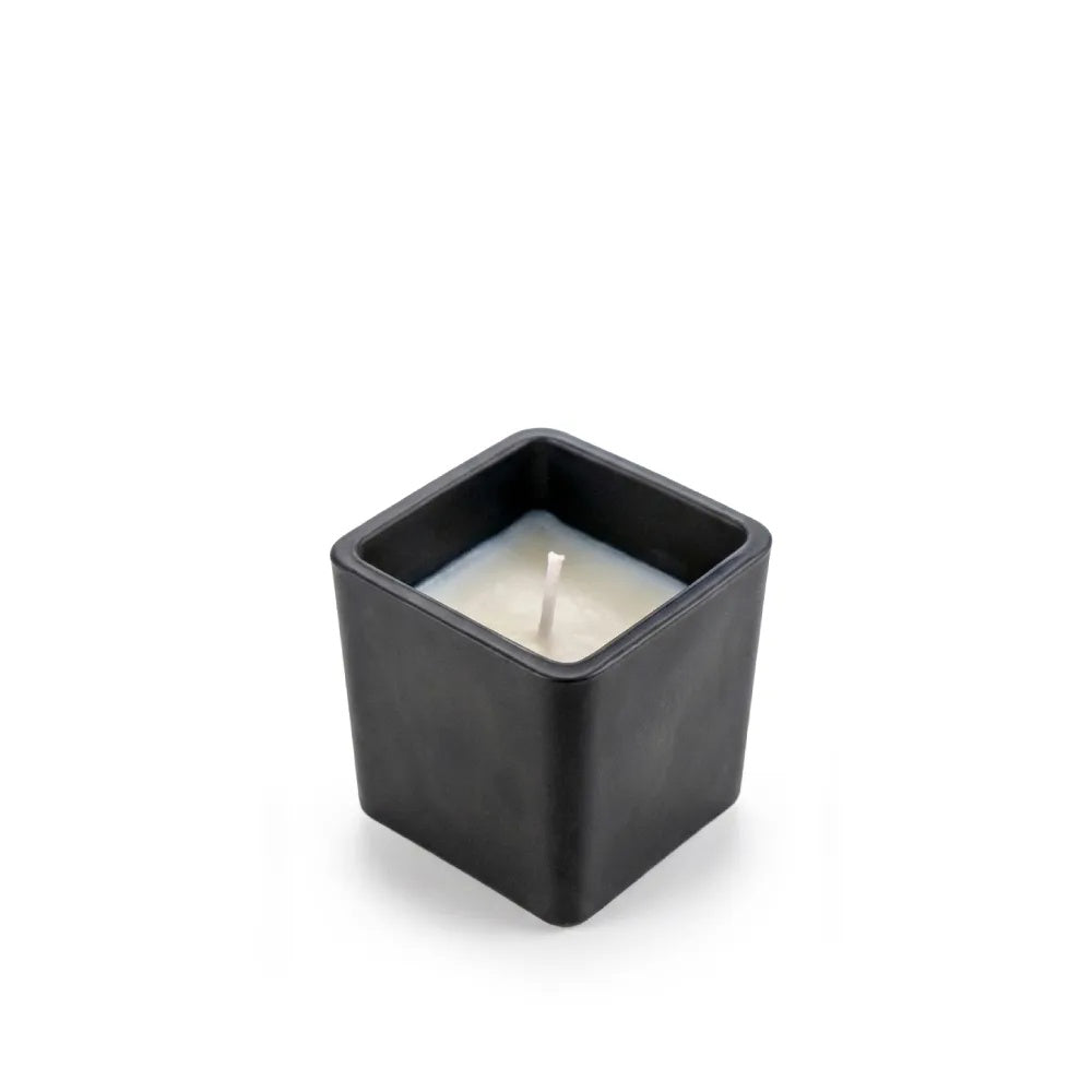 Scented Candle in Square Glass Bottle, Bamboo Lid, Oakmoss & Amber Scent
