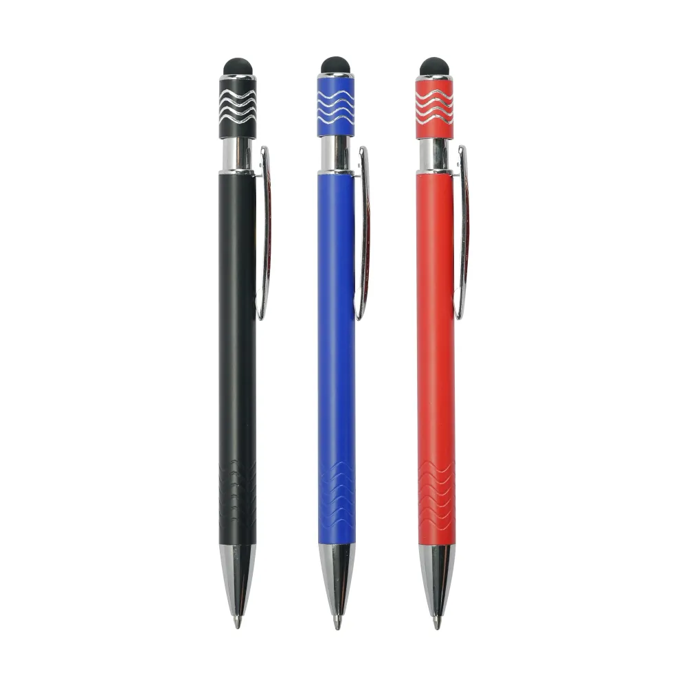 Stylus Metal Pens with Wave Design Top Spinner