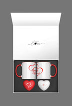 2 White Mugs and Heart-Shaped Stress Ball Set